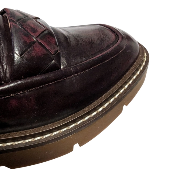 Nordstrom Burgundy Chunky Platform Leather Slip On Penny Loafers Women's Size 7 - Picture 8 of 12
